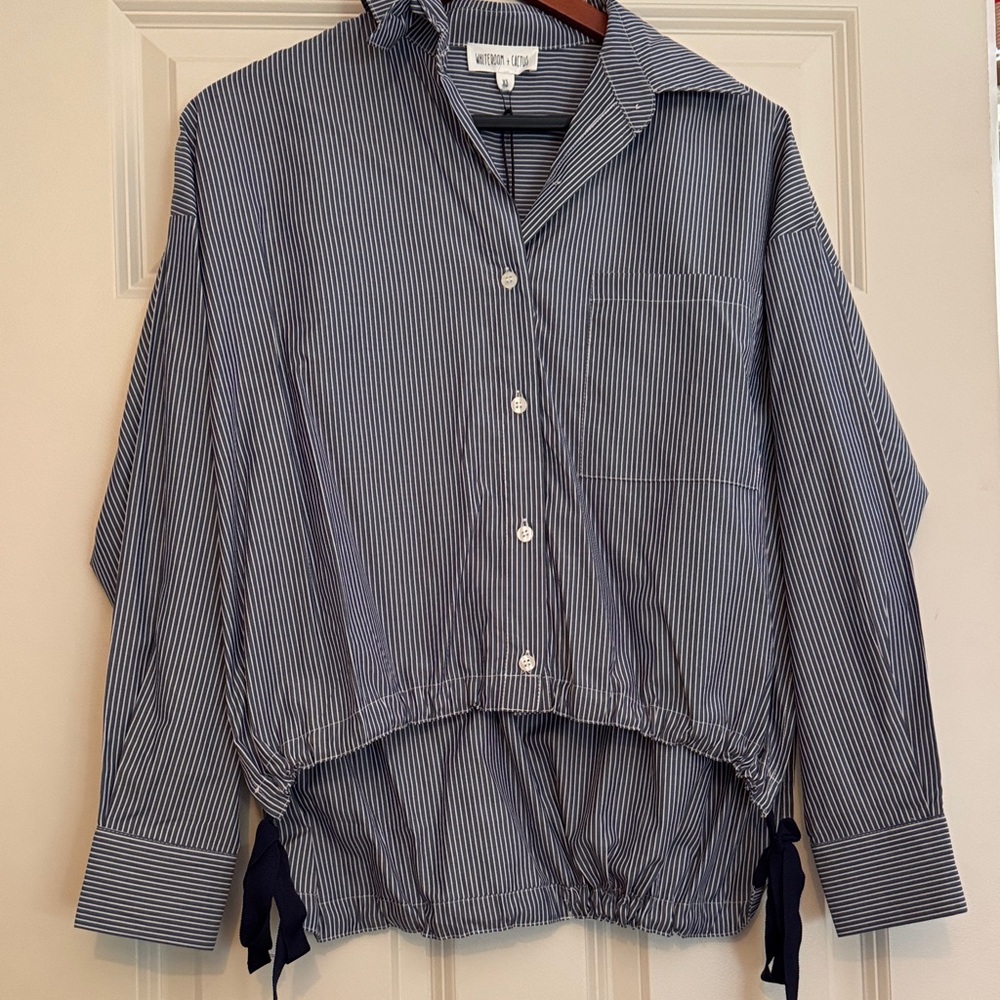 Striped Button-Up Shirt with Bows